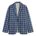 Denim Tattersall Pattern Print Men's Blazer