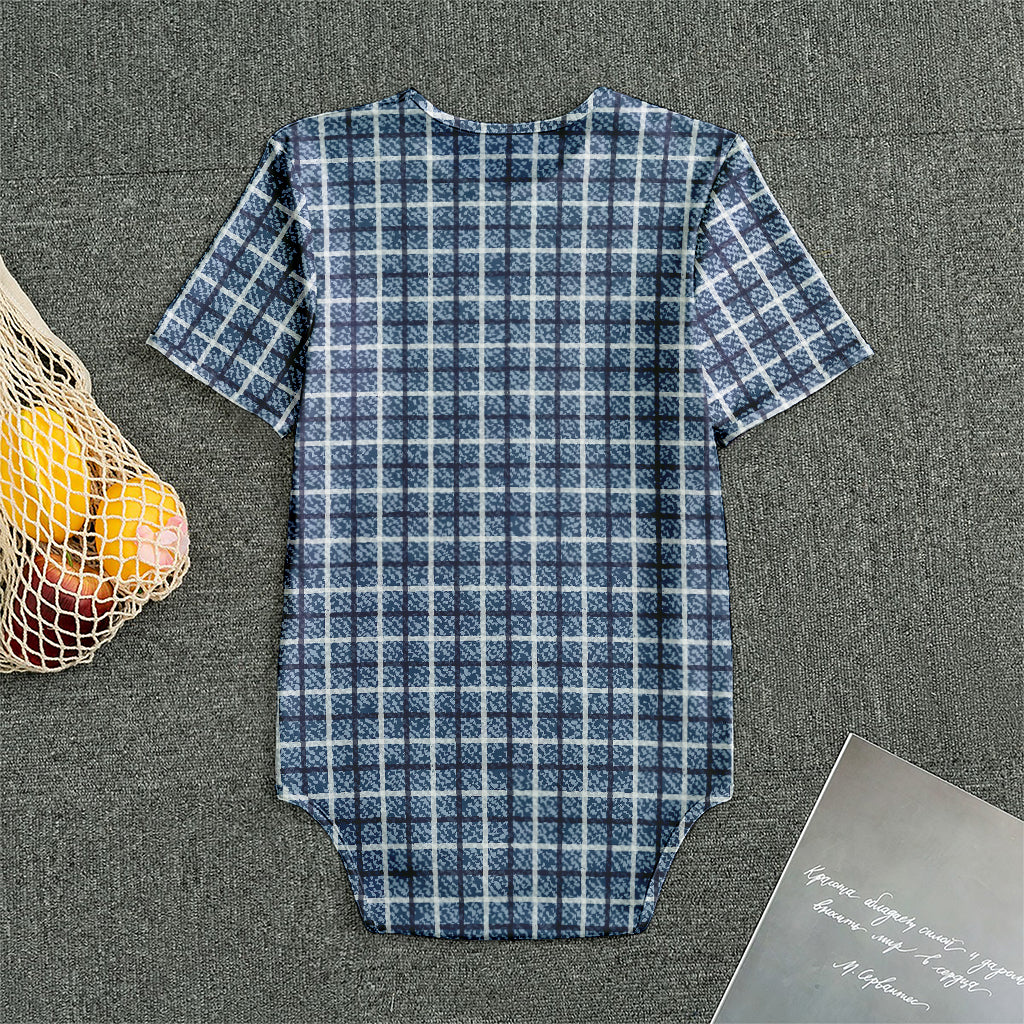 Denim Tattersall Pattern Print Men's Bodysuit