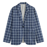 Denim Tattersall Pattern Print Men's Cotton Blazer