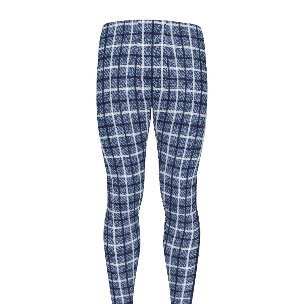 Denim Tattersall Pattern Print Men's leggings