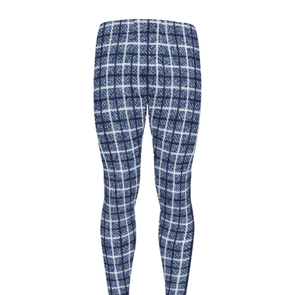Denim Tattersall Pattern Print Men's leggings