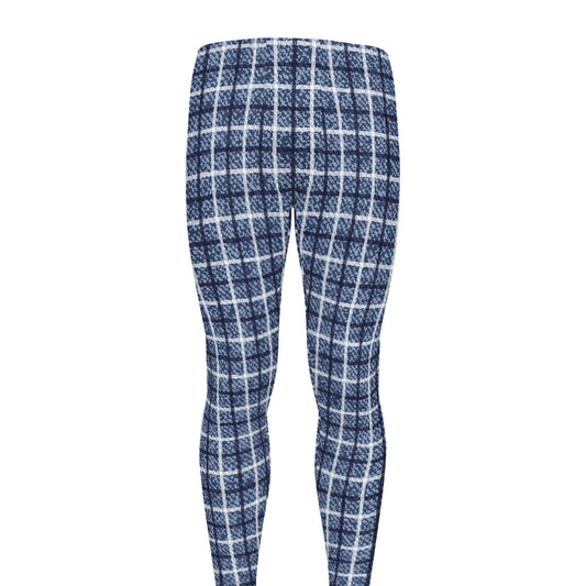Denim Tattersall Pattern Print Men's leggings
