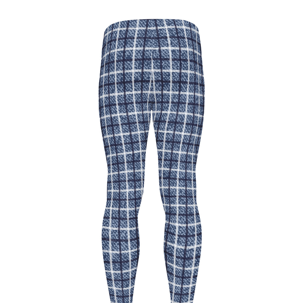 Denim Tattersall Pattern Print Men's leggings