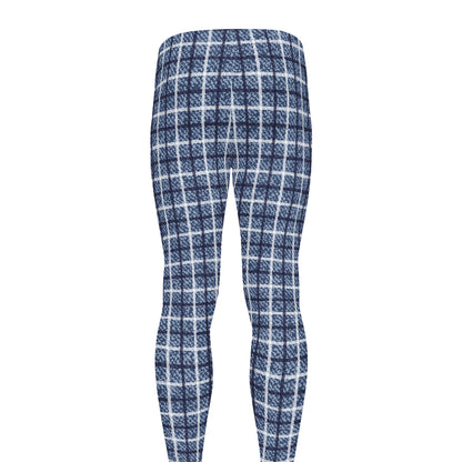 Denim Tattersall Pattern Print Men's leggings