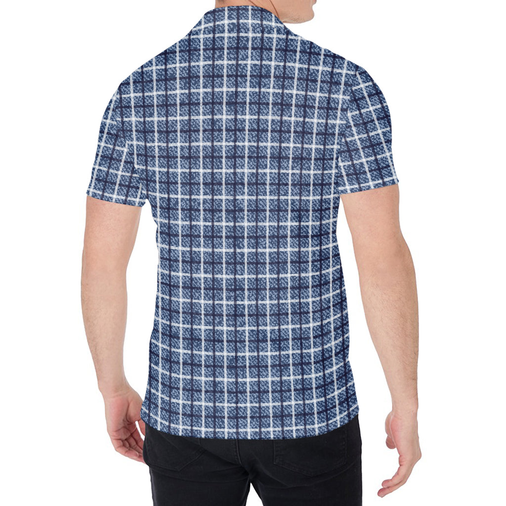 Denim Tattersall Pattern Print Men's Shirt