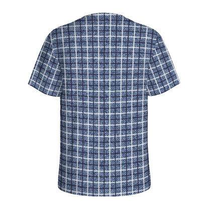 Denim Tattersall Pattern Print Men's Sports T-Shirt