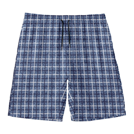 Denim Tattersall Pattern Print Men's Swim Trunks