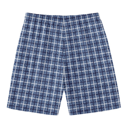 Denim Tattersall Pattern Print Men's Swim Trunks