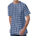 Denim Tattersall Pattern Print Men's Velvet T-Shirt