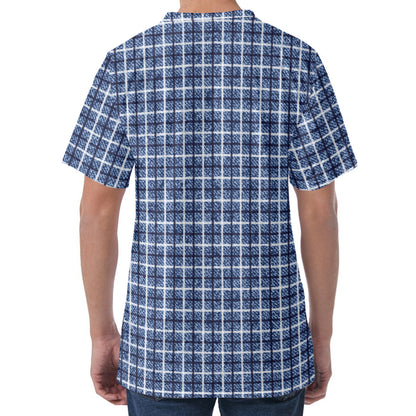 Denim Tattersall Pattern Print Men's Velvet T-Shirt