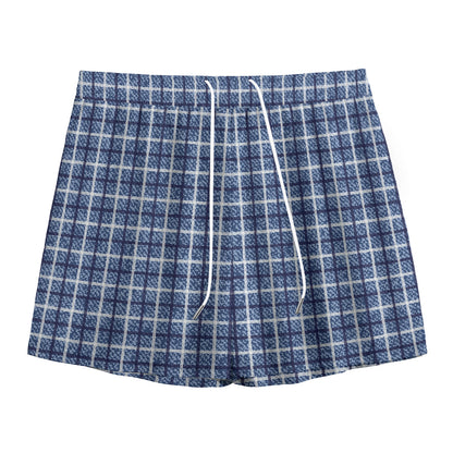 Denim Tattersall Pattern Print Mesh Shorts