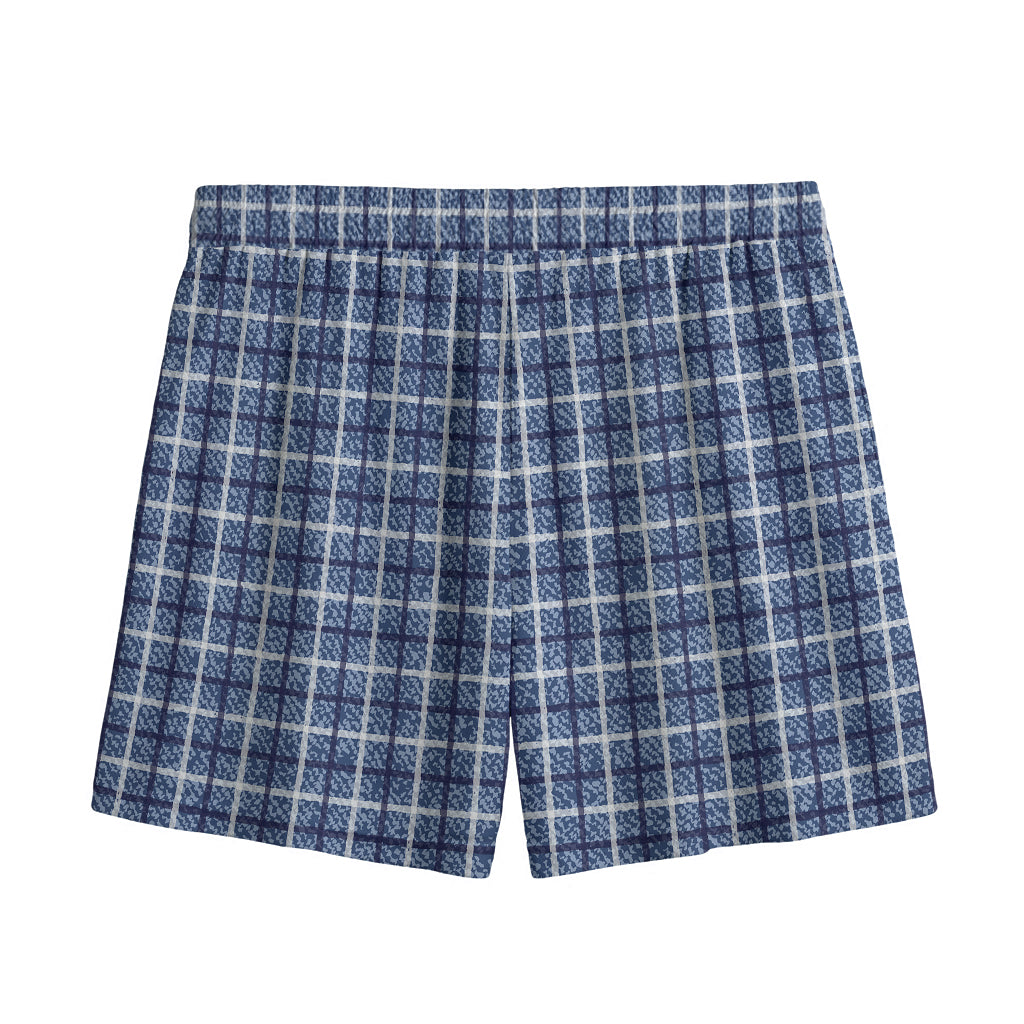 Denim Tattersall Pattern Print Mesh Shorts