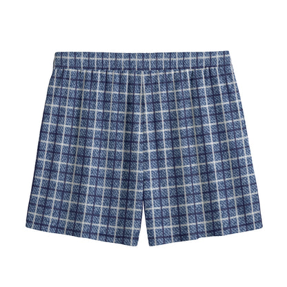 Denim Tattersall Pattern Print Mesh Shorts