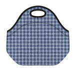 Denim Tattersall Pattern Print Neoprene Lunch Bag