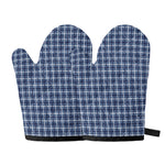 Denim Tattersall Pattern Print Oven Mitts