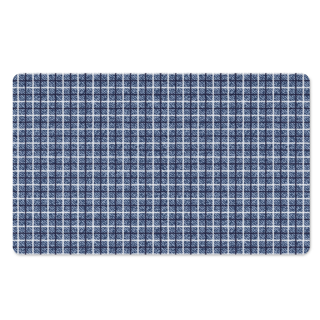 Denim Tattersall Pattern Print Polyester Doormat