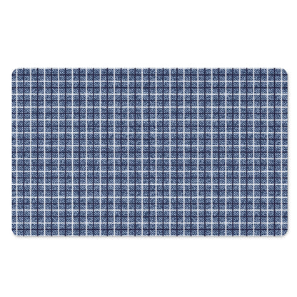 Denim Tattersall Pattern Print Polyester Doormat