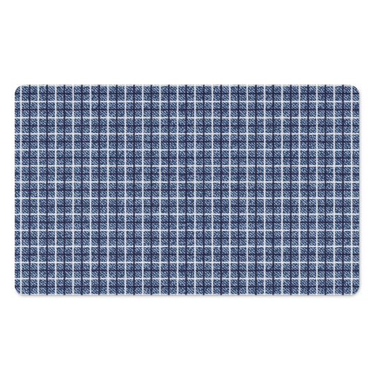 Denim Tattersall Pattern Print Polyester Doormat
