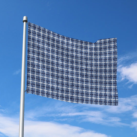 Denim Tattersall Pattern Print Polyester Flag