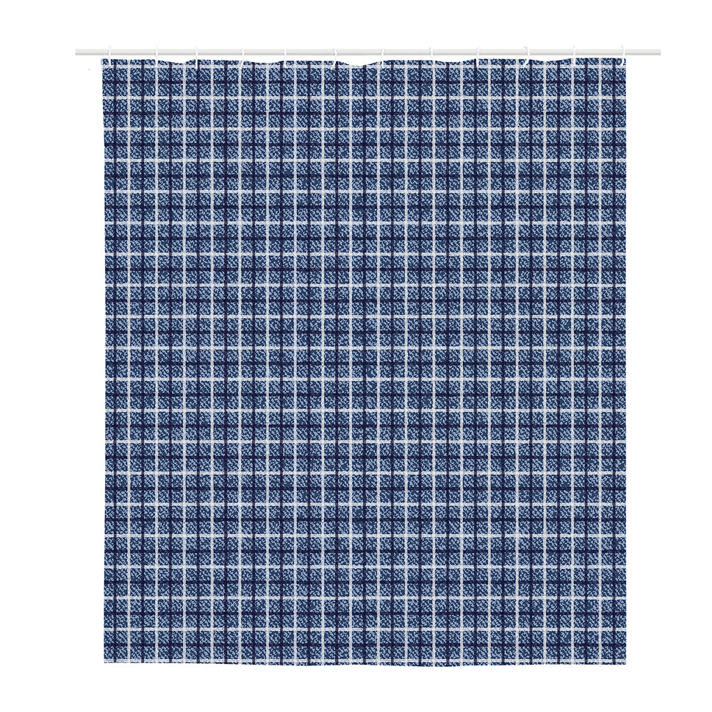 Denim Tattersall Pattern Print Polyester Shower Curtain