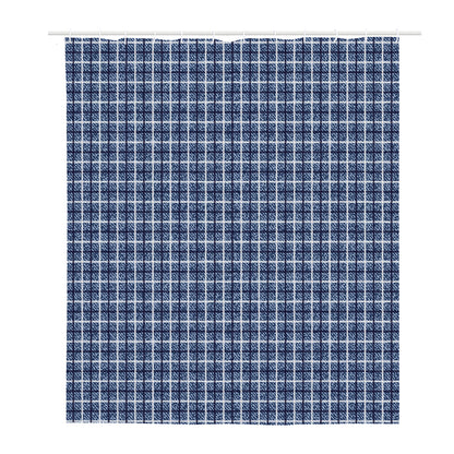 Denim Tattersall Pattern Print Polyester Shower Curtain