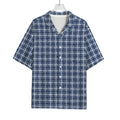 Denim Tattersall Pattern Print Rayon Hawaiian Shirt