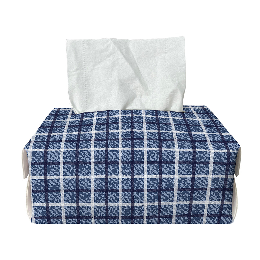 Denim Tattersall Pattern Print Rectangle Tissue Box Cover