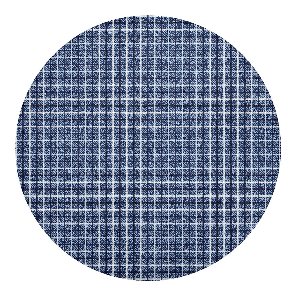 Denim Tattersall Pattern Print Round Blanket