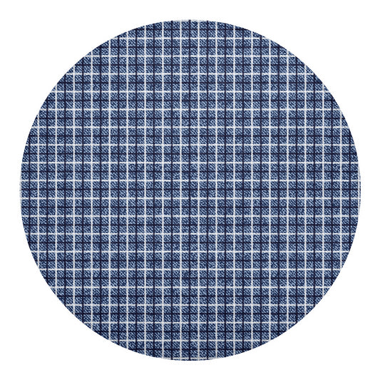 Denim Tattersall Pattern Print Round Blanket
