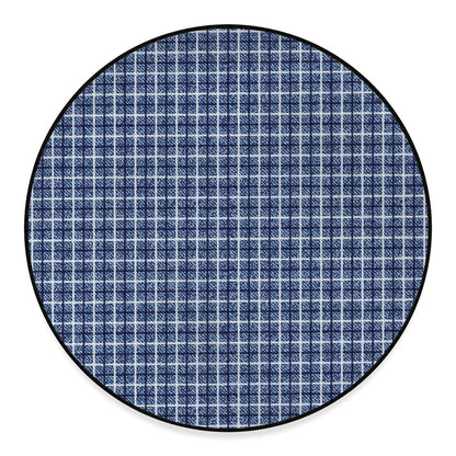 Denim Tattersall Pattern Print Round Floor Mat