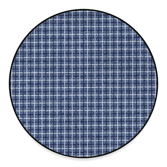 Denim Tattersall Pattern Print Round Floor Mat