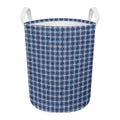 Denim Tattersall Pattern Print Round Laundry Basket