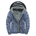Denim Tattersall Pattern Print Sherpa Lined Zip Up Hoodie