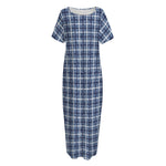 Denim Tattersall Pattern Print Short Sleeve Long Nightdress