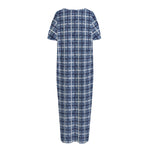 Denim Tattersall Pattern Print Short Sleeve Long Nightdress