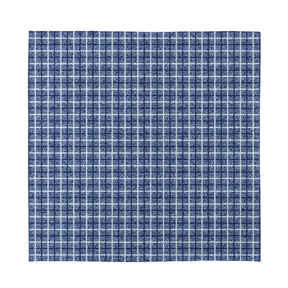 Denim Tattersall Pattern Print Silk Bandana