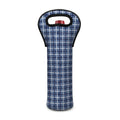 Denim Tattersall Pattern Print Single Neoprene Wine Tote