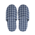 Denim Tattersall Pattern Print Slippers