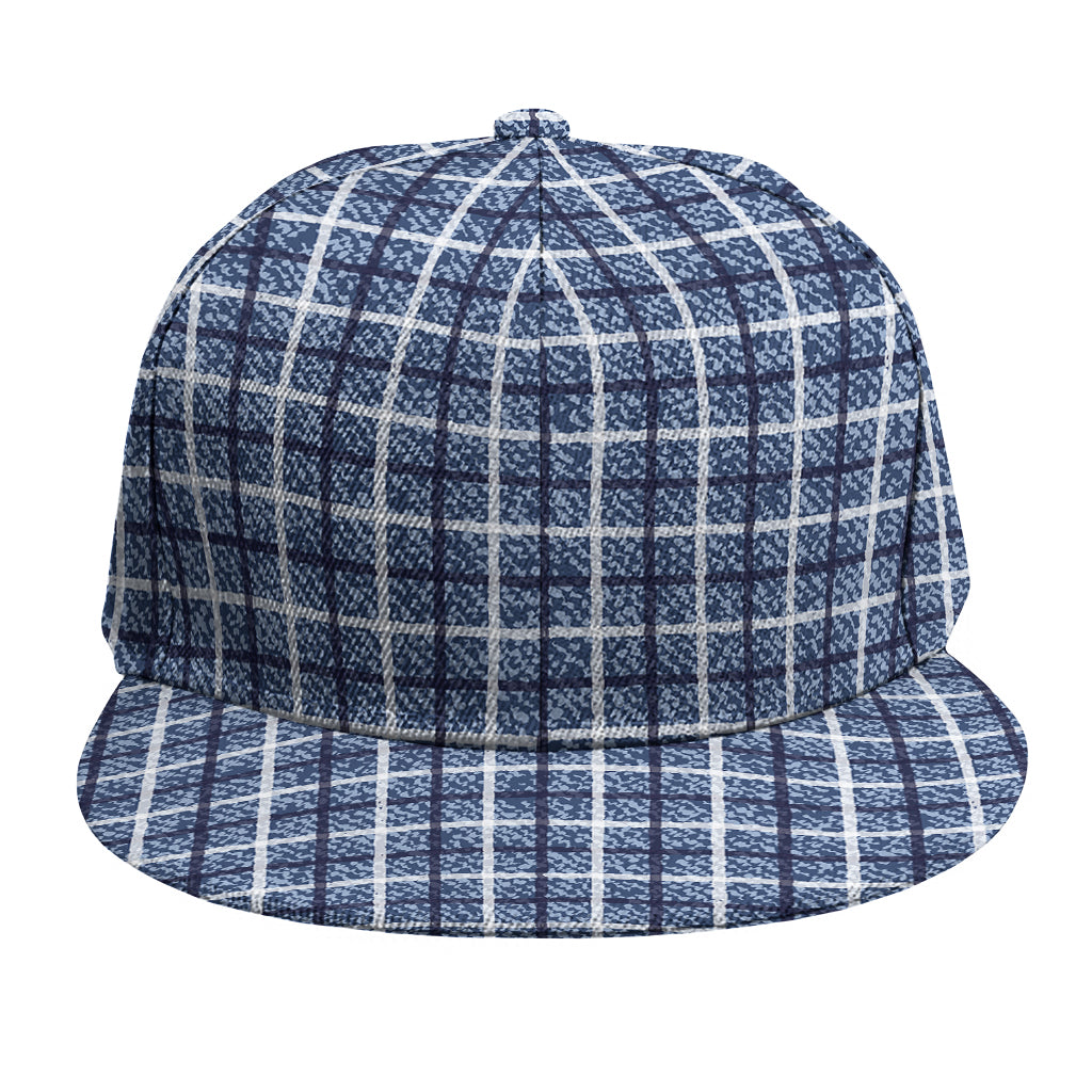 Denim Tattersall Pattern Print Snapback Cap