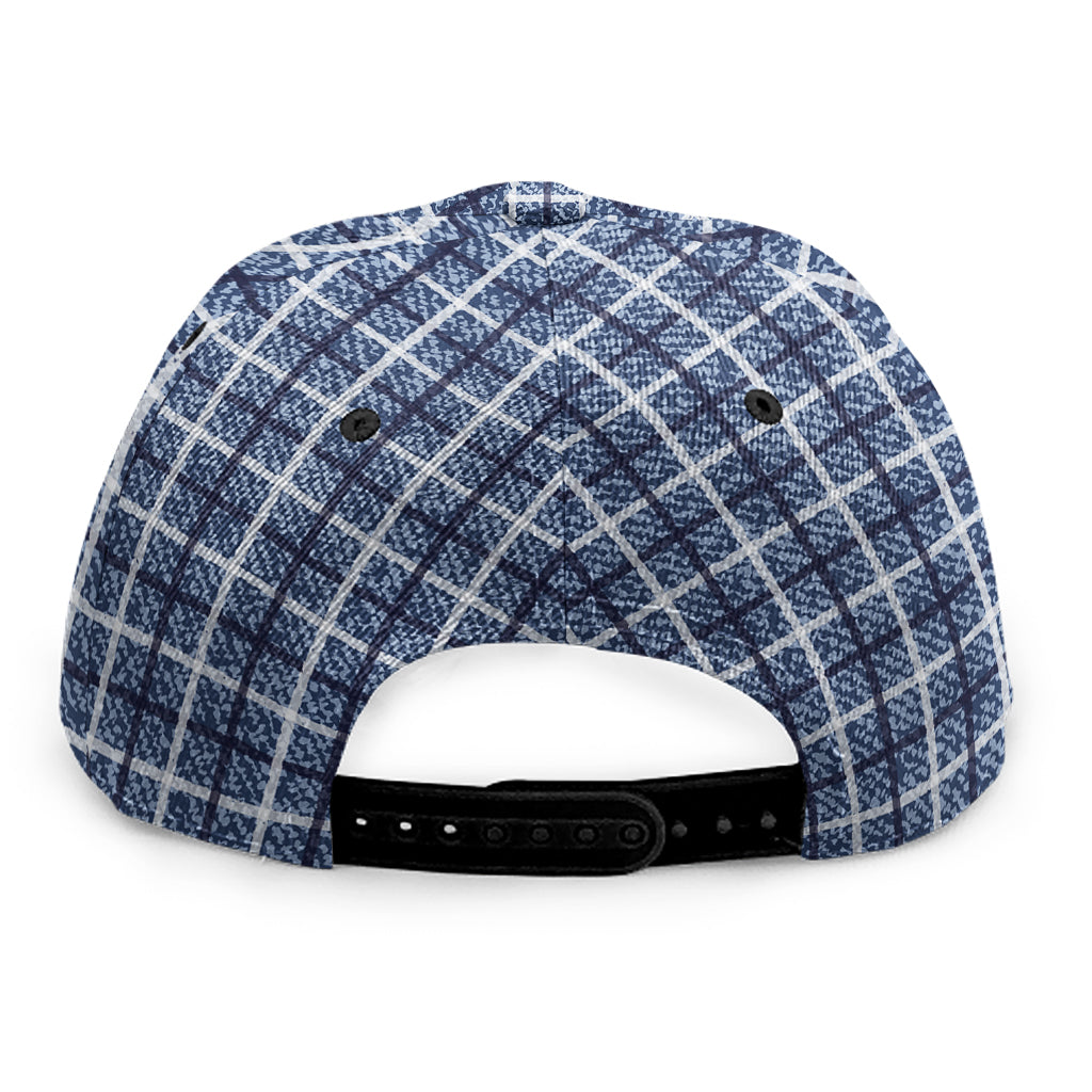 Denim Tattersall Pattern Print Snapback Cap