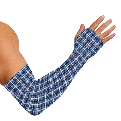 Denim Tattersall Pattern Print Sun Protection Arm Sleeves
