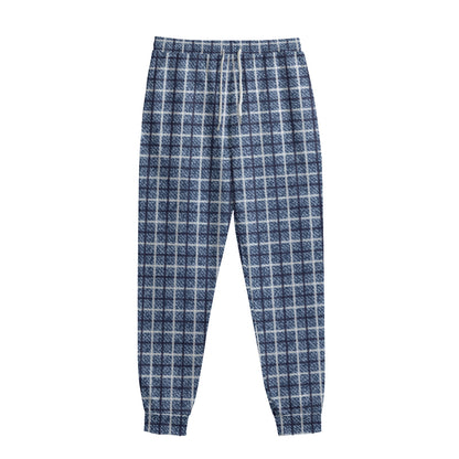 Denim Tattersall Pattern Print Sweatpants