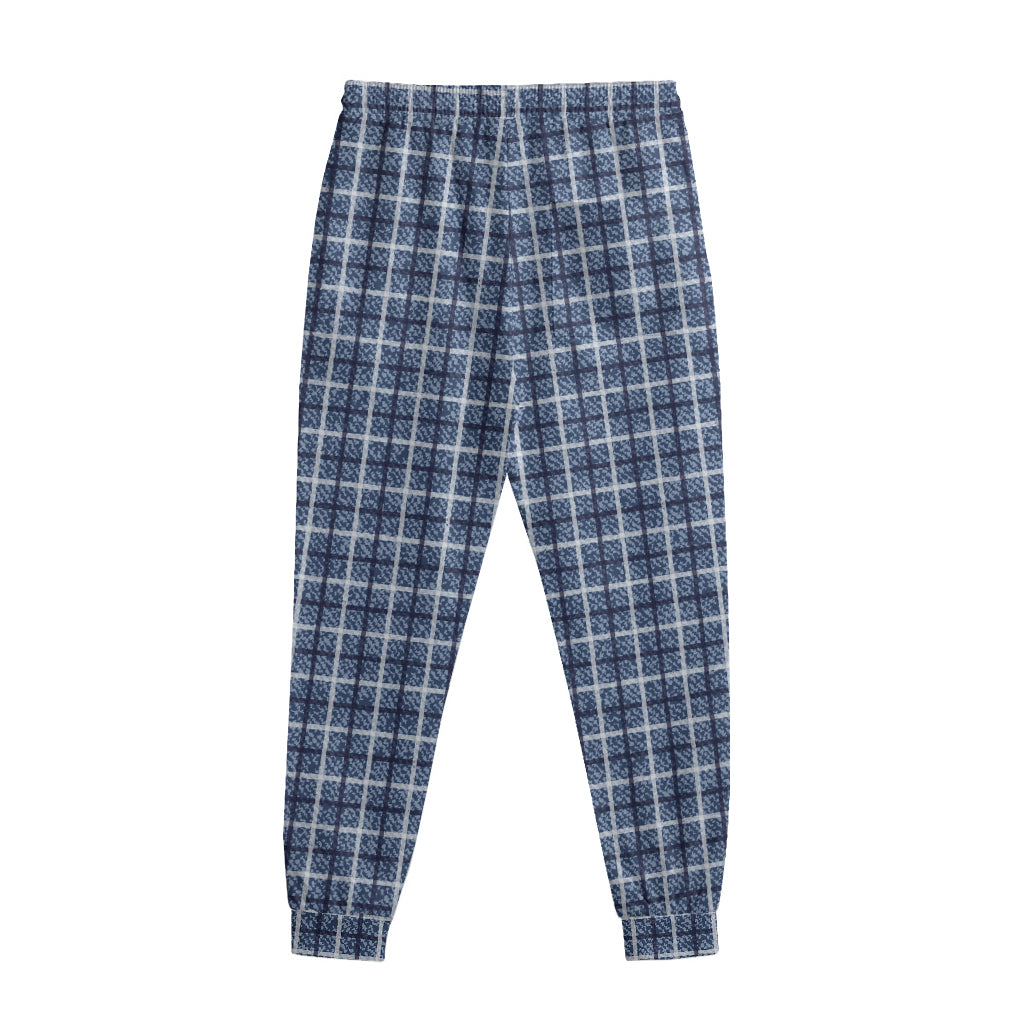 Denim Tattersall Pattern Print Sweatpants