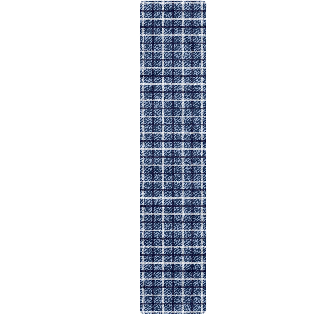 Denim Tattersall Pattern Print Table Runner