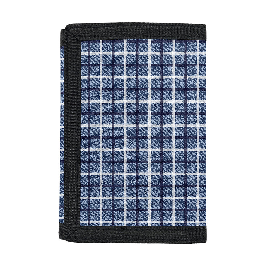 Denim Tattersall Pattern Print Trifold Wallet