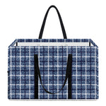 Denim Tattersall Pattern Print Utility Tote Bag