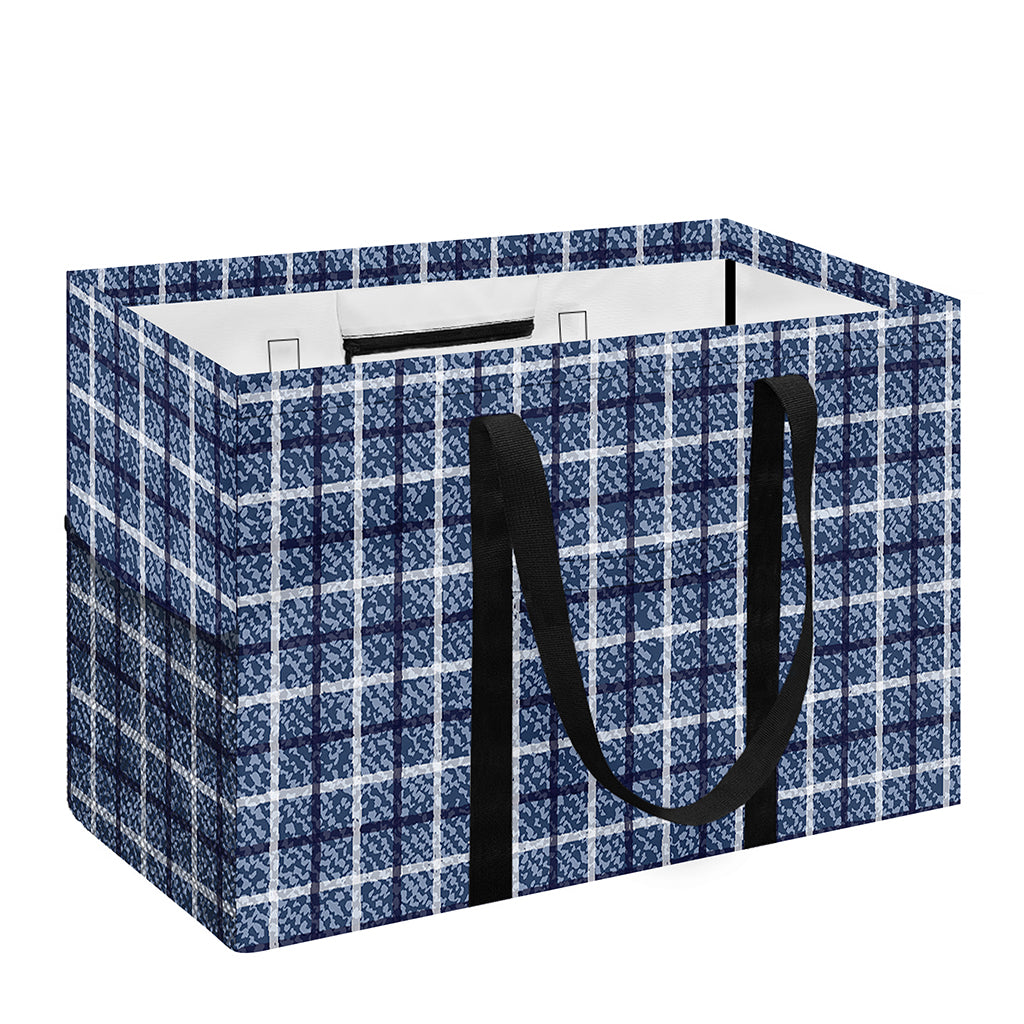 Denim Tattersall Pattern Print Utility Tote Bag
