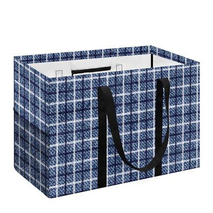 Denim Tattersall Pattern Print Utility Tote Bag