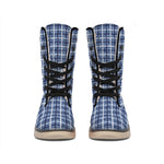 Denim Tattersall Pattern Print Winter Boots