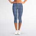 Denim Tattersall Pattern Print Women's Capri Leggings